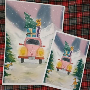 Illustration format A4 En route pour Noël - Emilie De Mot