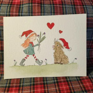 Illustration aquarelle Petite fille de Noël - Emilie De Mot